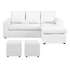 Juego de Living Bodevir Bi-L PU Sof&aacute; 2 Cuerpos + Chaise Longue + Dos Pouf 1 Cuerpo Blanco&nbsp;