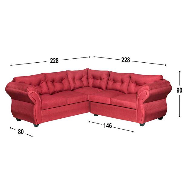 Sofá Seccional Diseño A&M Home Catalina Derecho 5 Cuerpos Burdeo