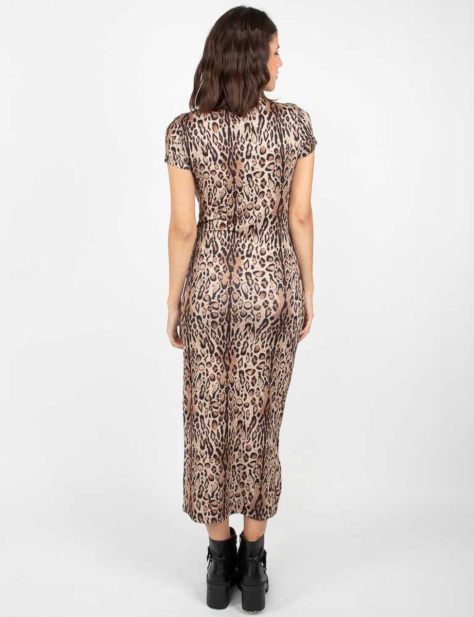 Vestido Maxi Animal Print Manga Corta Mujer Fiorucci