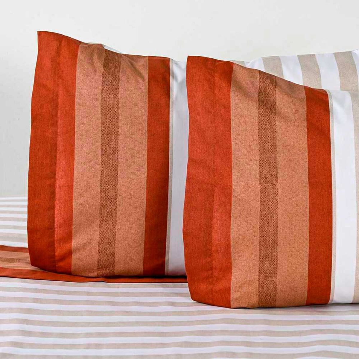 Juego de S&aacute;banas Elements & Co 200 Hilos 2 Plazas Vichy Naranjo