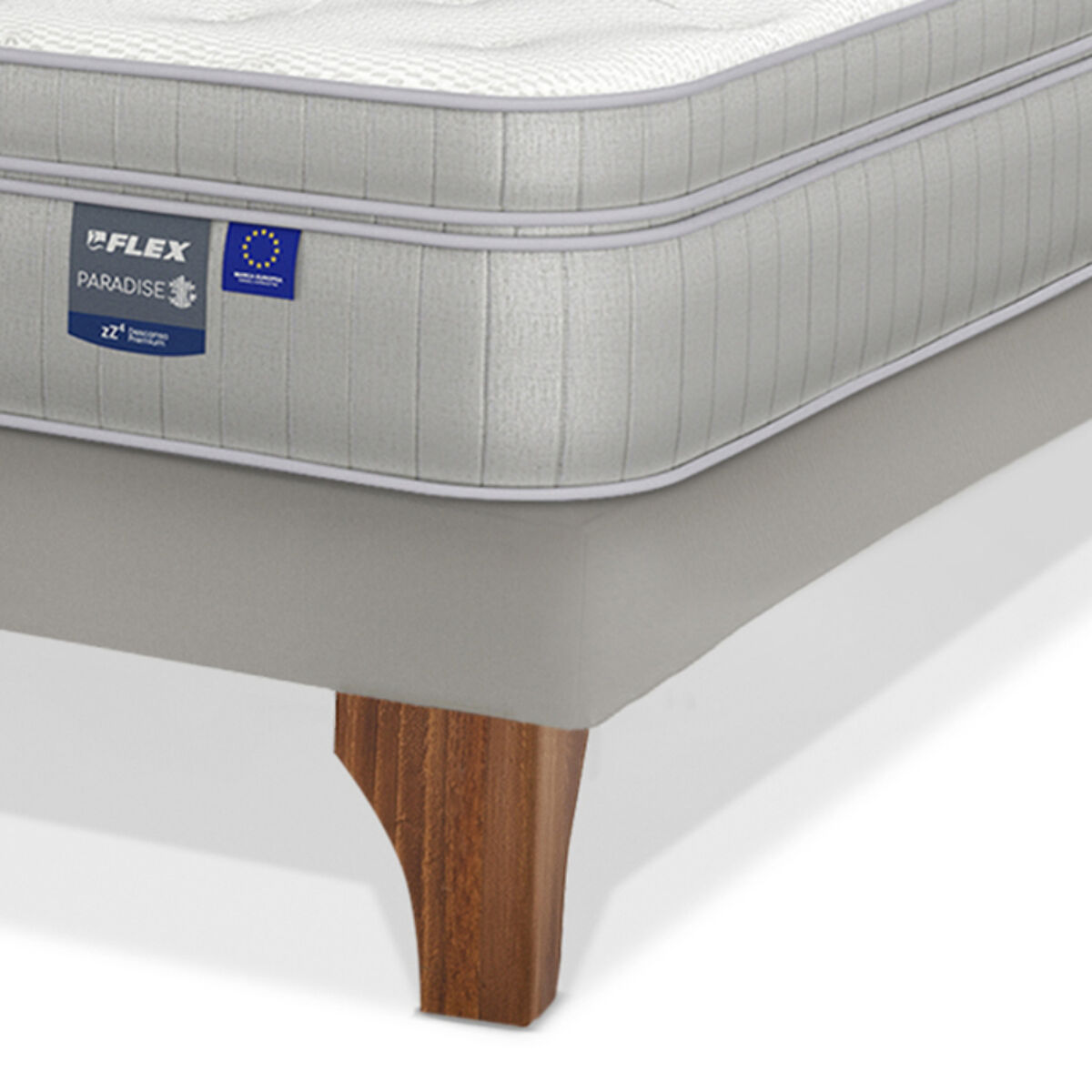 Cama Europea Arena Paradise 1.5 Plazas + Respaldo Almendra + Velador Roma