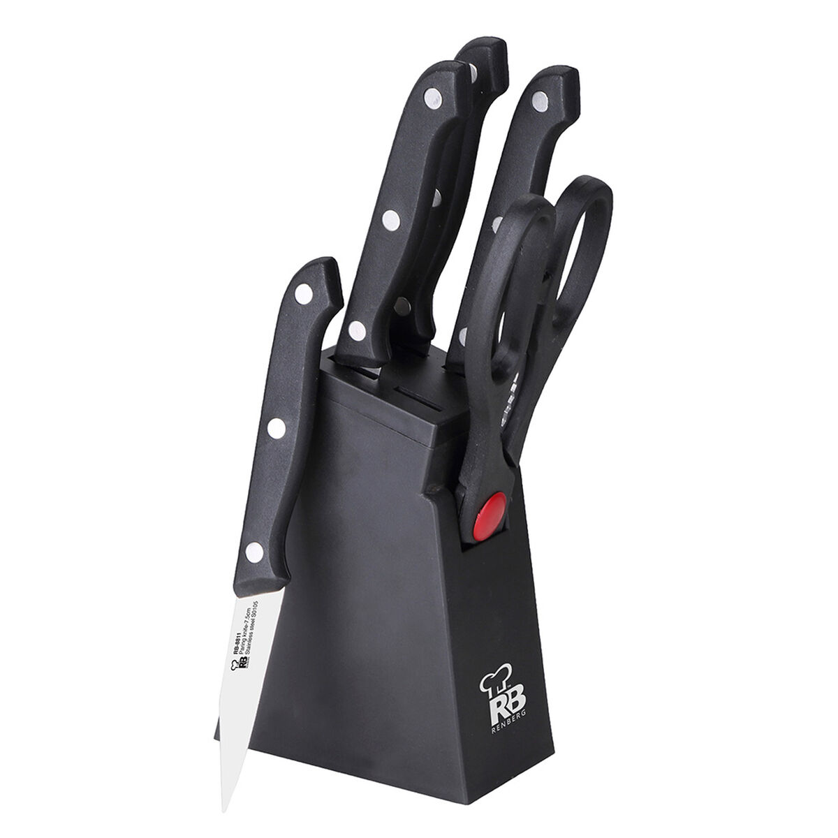 Juego de Cuchillos + Soporte Bergner RB-8811 6 Piezas Negro