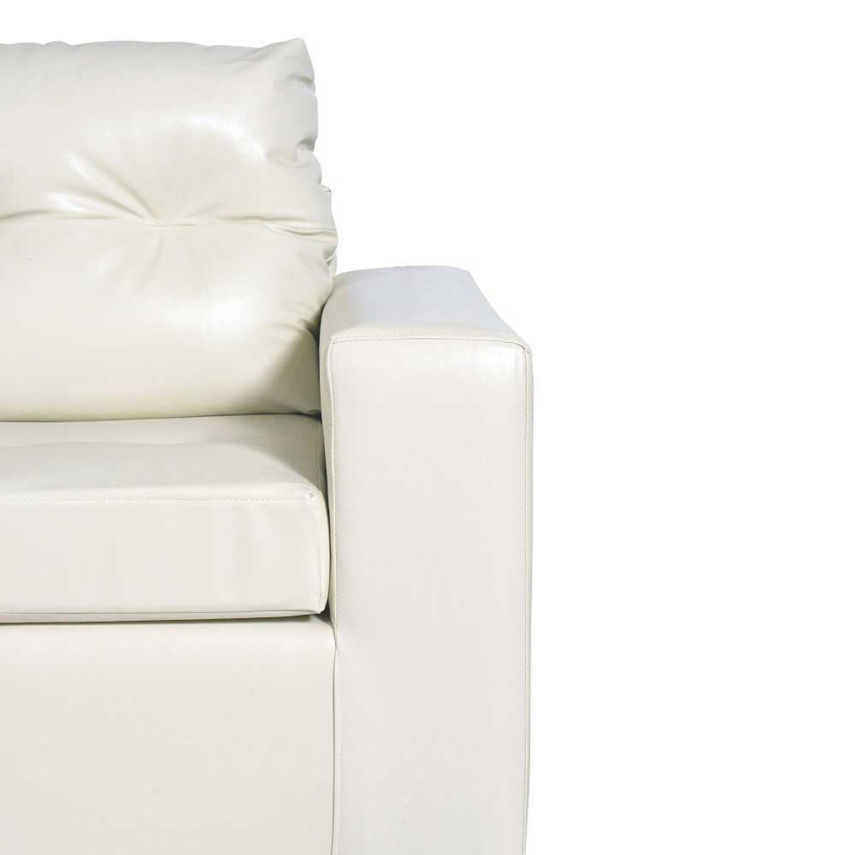 Juego de Living Kea Nize PU Sofá 3 Cuerpos + Dos Pouf 1 Cuerpo Beige