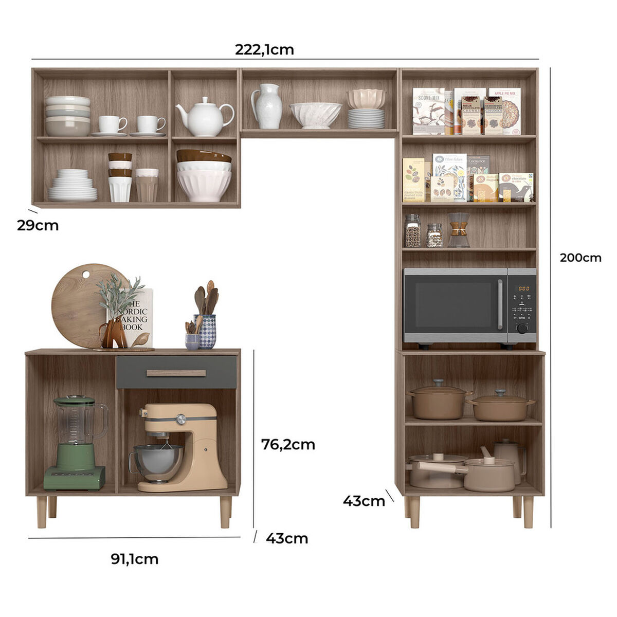 Kit De Cocina Vekkahome Lemon Gris