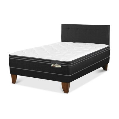 Imagen 2 del producto Cama Europea Belsogno 1,5 Plazas Premium + Respaldo Black