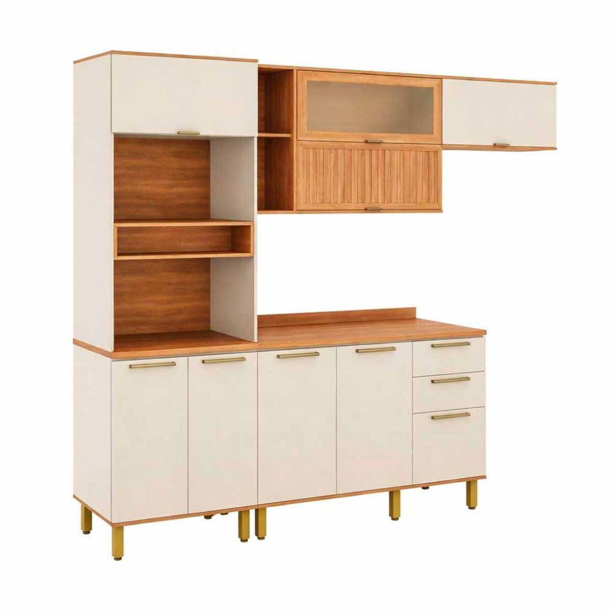 Mueble de Cocina Roca Casta&ntilde;a 4 M&oacute;dulos Canela-Arena