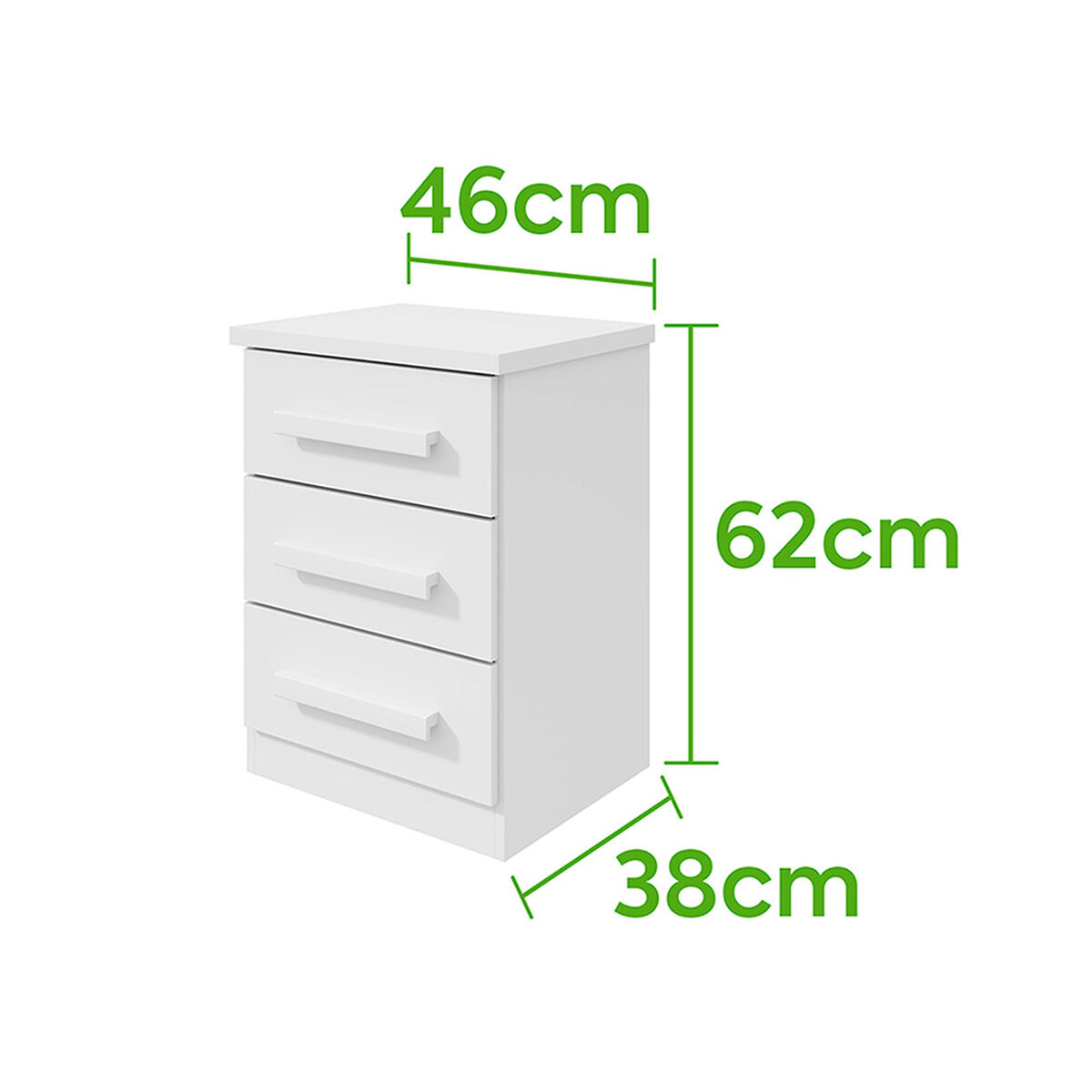 Velador Di Poretti Design Baiao 3 Cajones Blanco