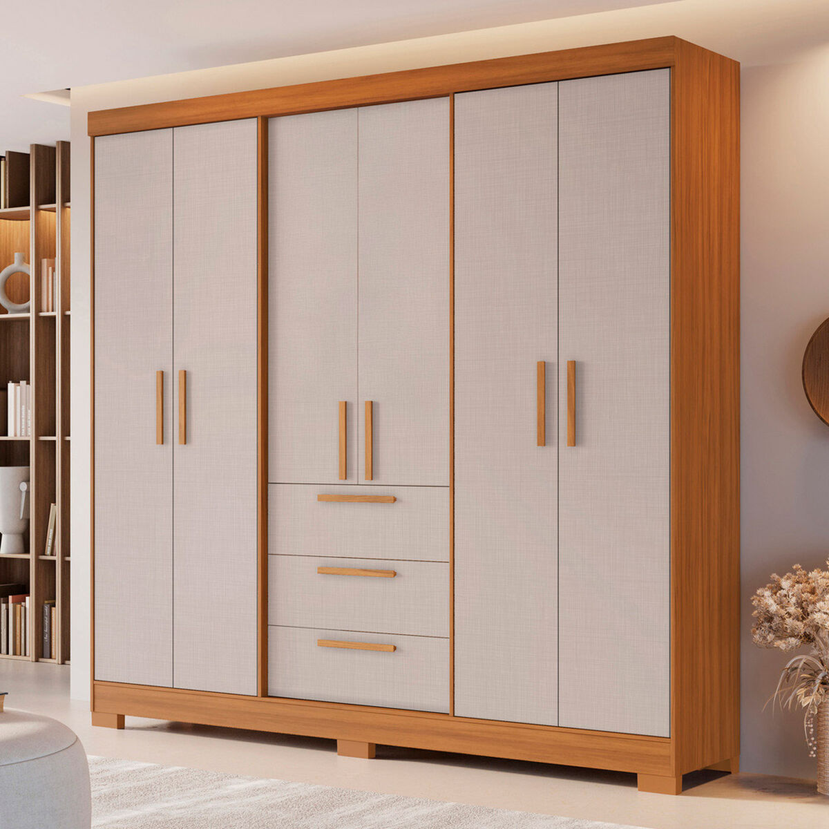 Closet Home Mobili Mara 6 Puertas 3 Cajones Beige