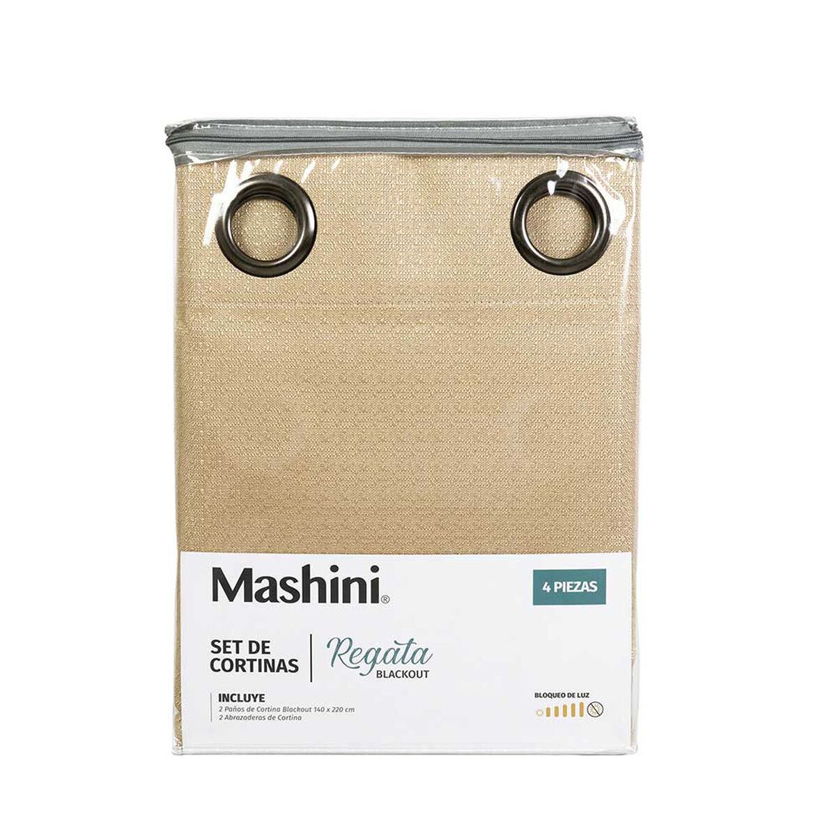 Set de Cortinas Blackout Mashini Regata Argolla 220 x 140 cm Amarillo