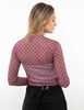 Polera Crop Transparente Estampada Manga Larga Mujer Icono