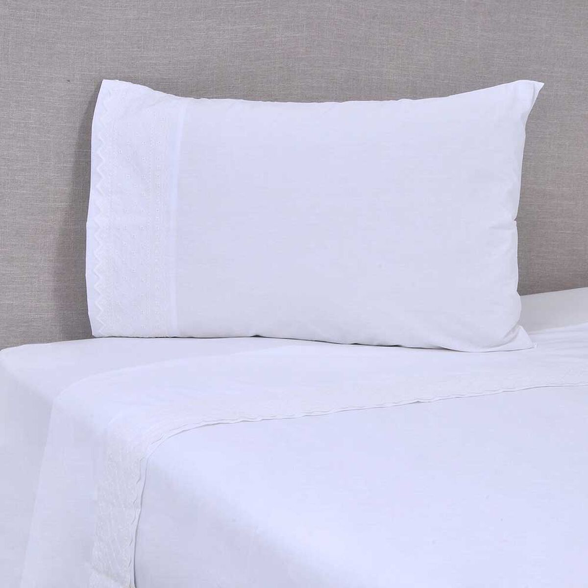 Juego de S&aacute;banas Mashini 144 Hilos 1,5 Plazas Liso Blanco