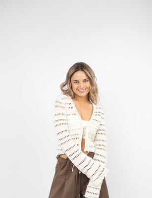 Imagen 1 del producto Sweatr Crop Croche Mujer Icono Crudo