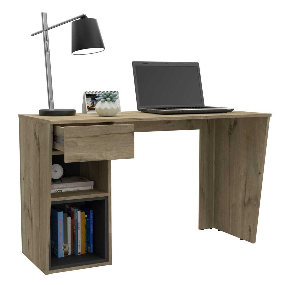 Escritorio Recto TuHome Berlin 1 Cajón Duna Plomo