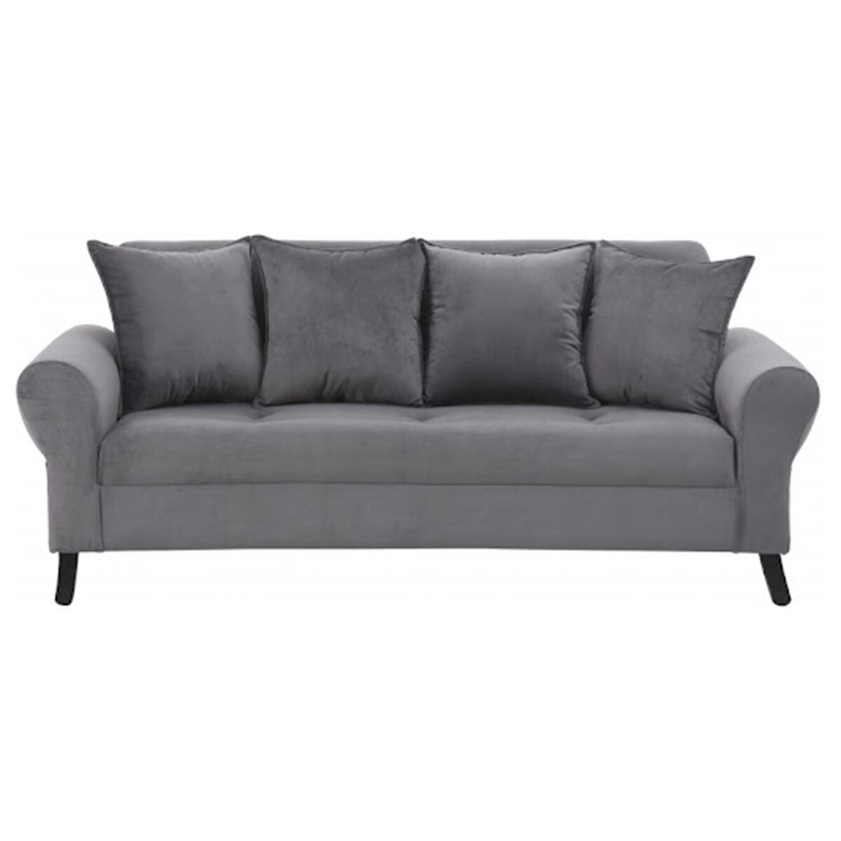 Sof&aacute; Felpa Bodevir Lua 3 Cuerpos + 2 Pouf Wood Gris