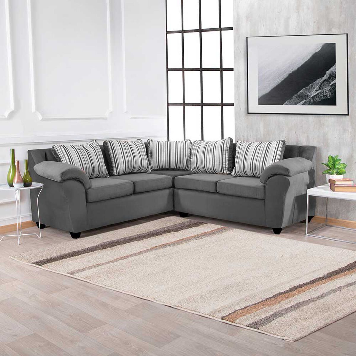 Sofá Seccional Muebles MPR Cattaleya 5 Gris