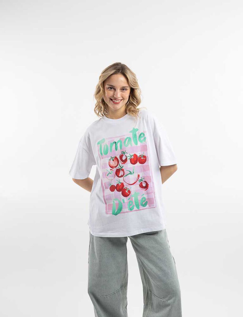 Polera Oversize Algod&oacute;n Manga Corta Mujer Icono