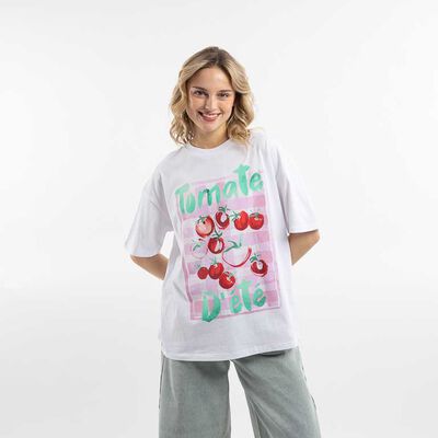 Polera Oversize Algod&oacute;n Manga Corta Mujer Icono