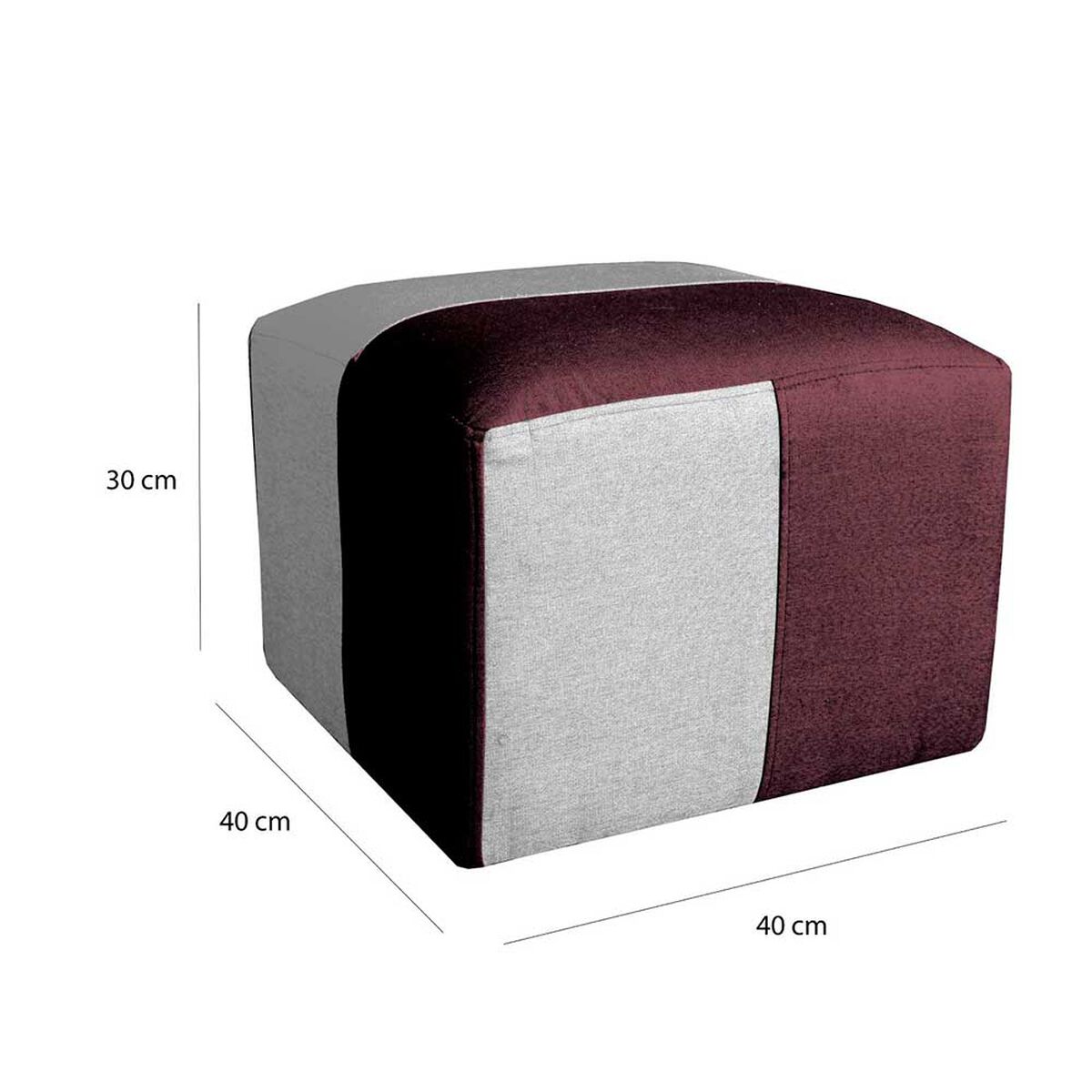 Sof&aacute; Muebles MYM Benjamin 3 Cuerpos + Dos Pouf 1 Cuerpo Gris Negro