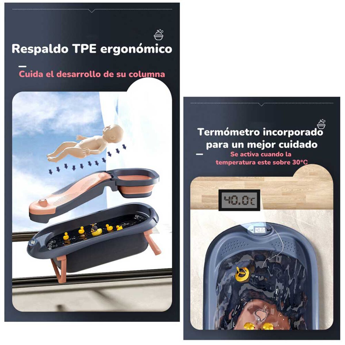 Bañera Premium con Lavapelo y Accesorios Lubabycas Rosada