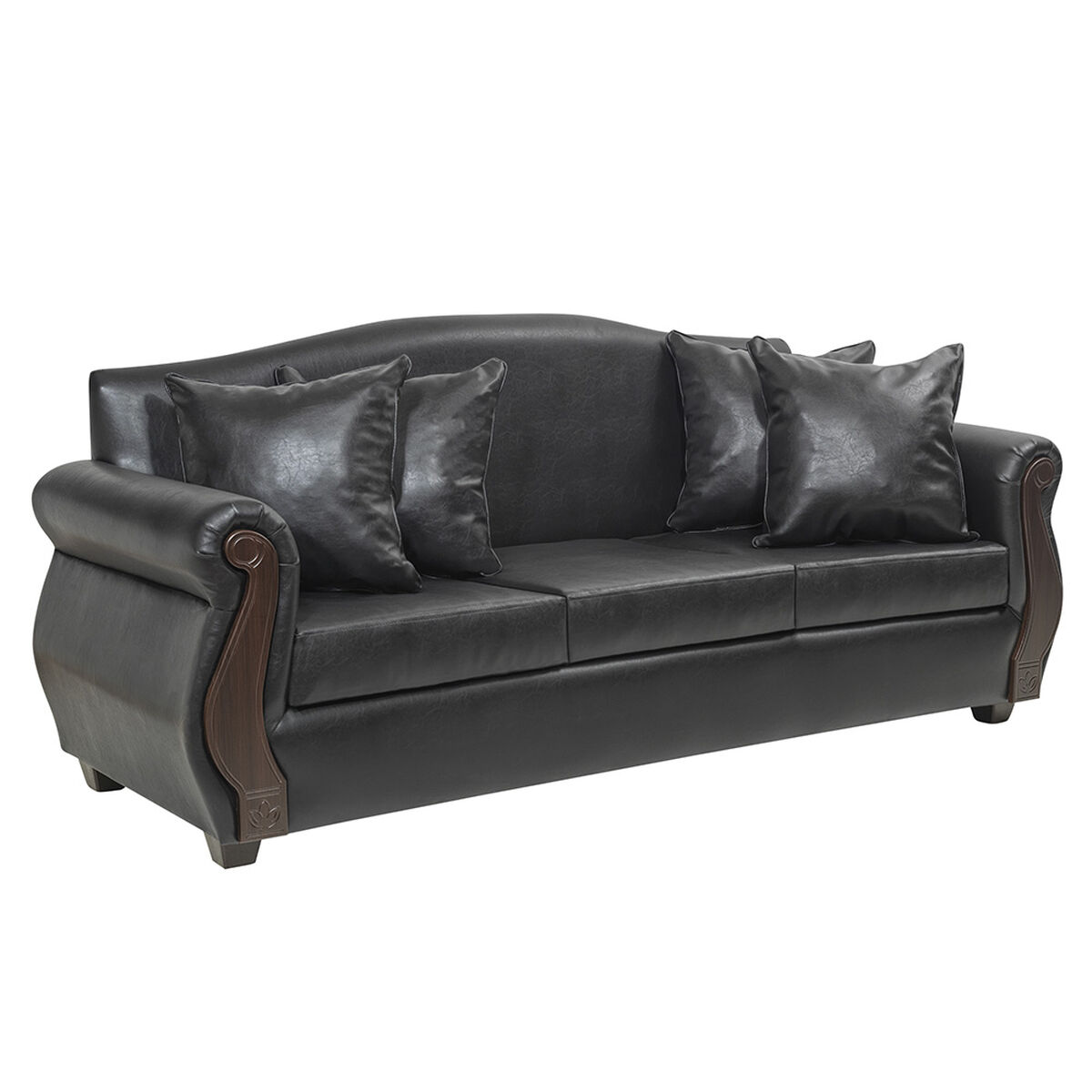 Juego de Living Innovamuebles New Bugambilia Sofá 3 Cuerpos + Sofá 2 Cuerpos Negro