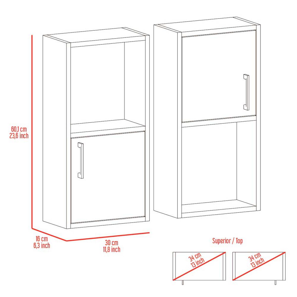 Mueble Auxiliar TuHome Bath 51 2 Puertas Bardolino