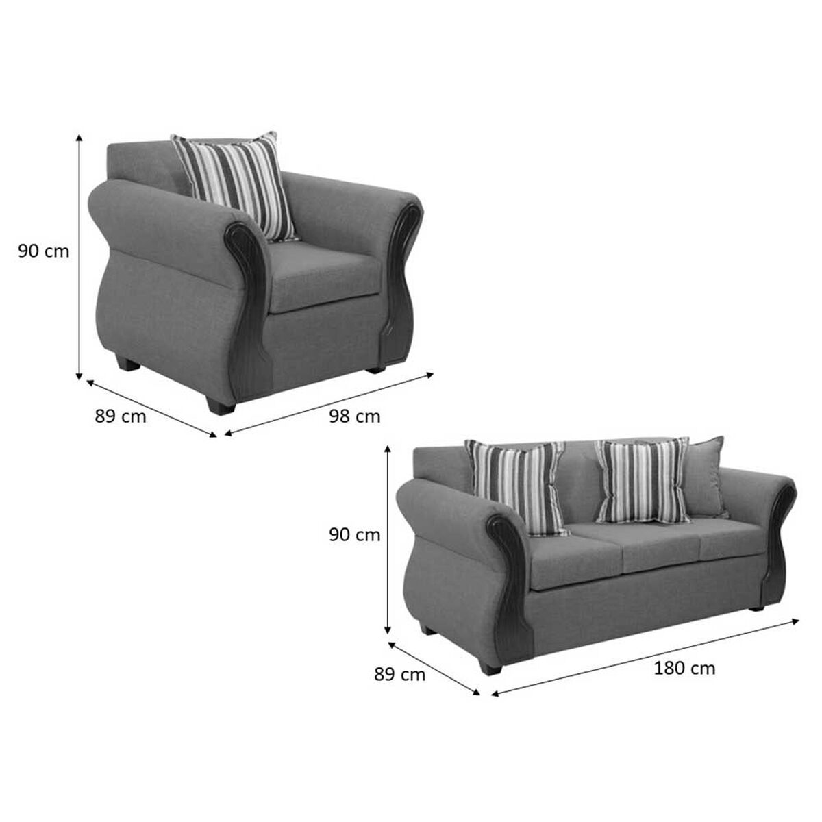 Juego de Living Deco Outlet Tarento Sofá 3 Cuerpos + Dos Sillones 1 Cuerpo Burdeo