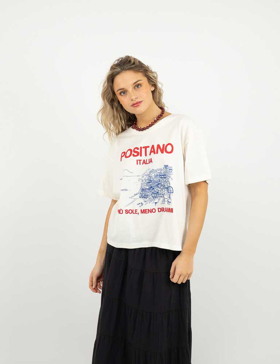 Polera Con Estampado Manga Corta Mujer Icono