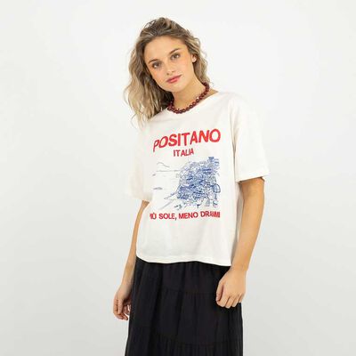 Polera Con Estampado Manga Corta Mujer Icono