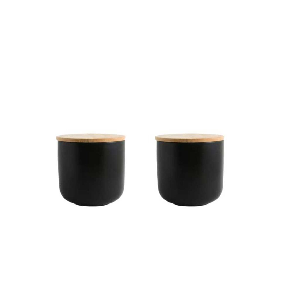 Pack 2 Contenedores de Alimento Simplit Cerámica Tapa Madera S Negro