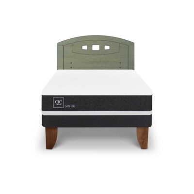Cama Europea CIC 1,5 Plazas Ortopedic + Respaldo Gales Olivo