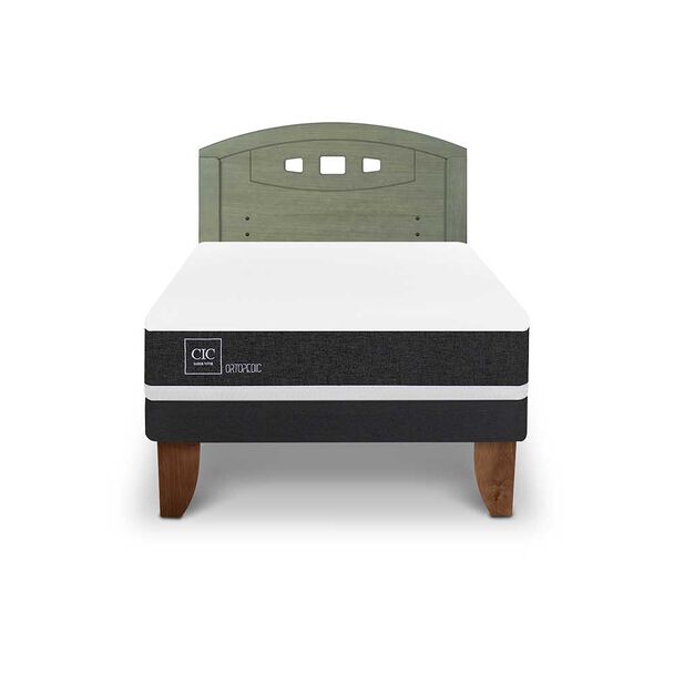 Cama Europea CIC 1,5 Plazas Ortopedic + Respaldo Gales Olivo