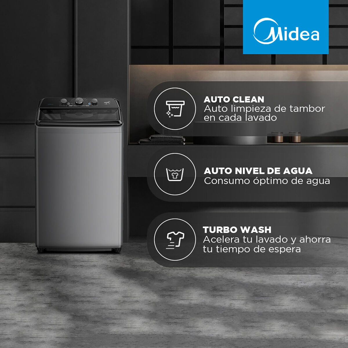 Lavadora Automática Midea MA500W210/G 21 kg.