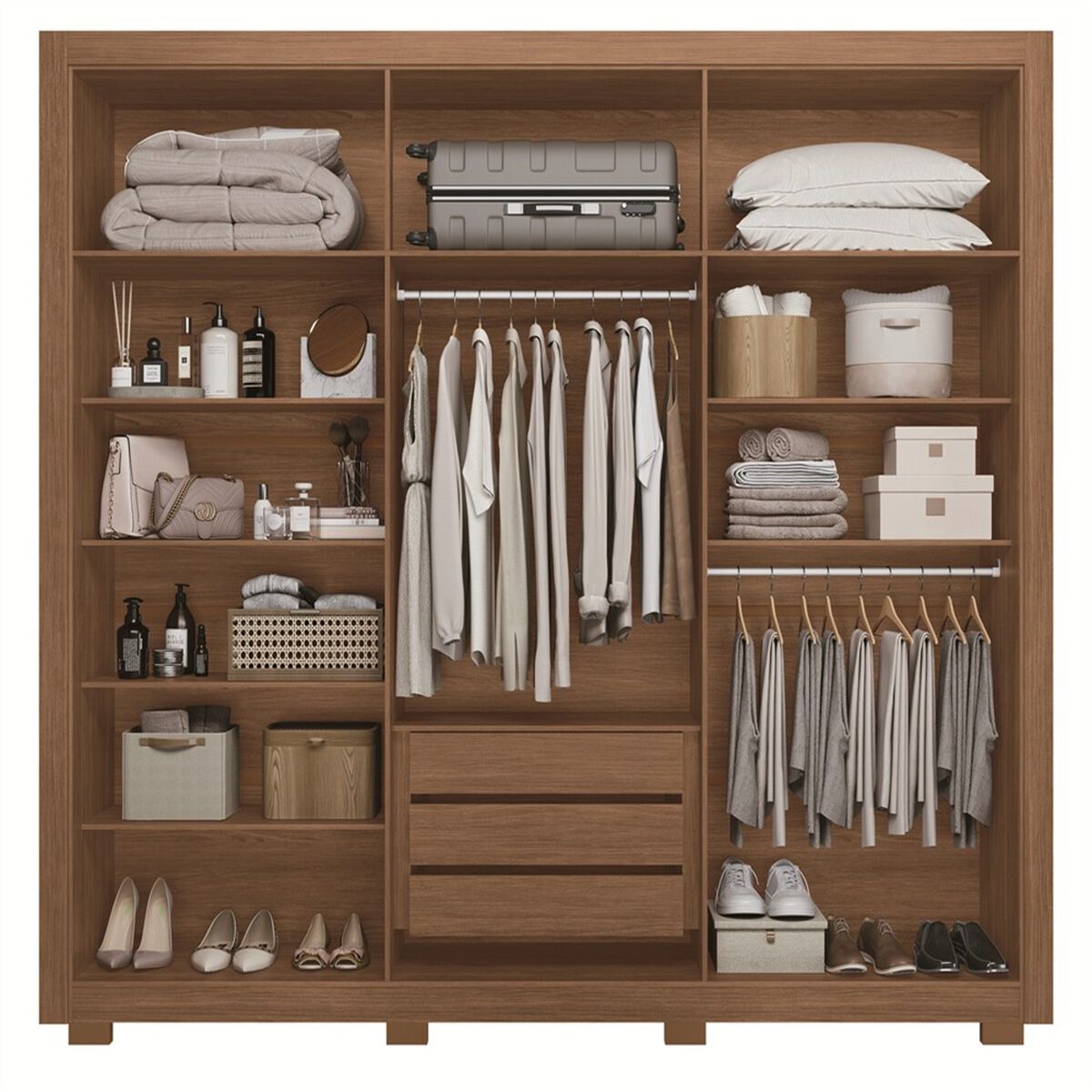 Closet Altavision Miletto 6 Puertas 3 Cajones Caf&eacute; Blanco