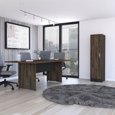 TUHOME Combo Oficina Mesa Reunión + Biblioteca 1 Puerta Negro TuHome Home Office