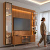 Rack TV 70" + Panel Neon Float Led + Vitrina + Repisas Decocasa Canela