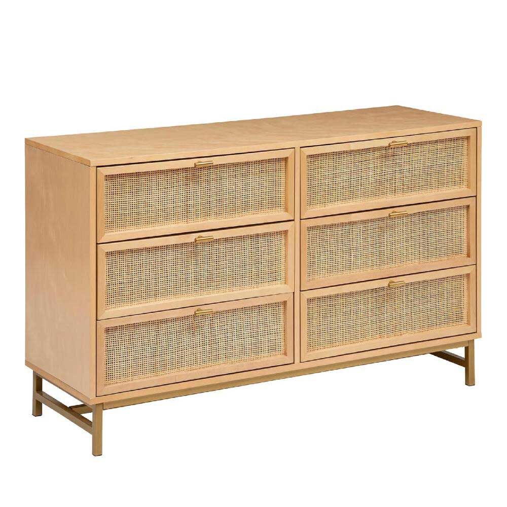 Comoda Atmosphera Doble Ratán 6 Cajones Café
