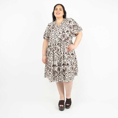Vestido Midi Estampado Manga Corta Mujer Extralindas