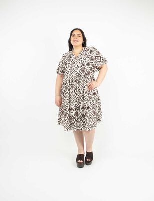 Imagen 1 del producto Vestido Midi Estampado Manga Corta Mujer Extralindas Cafe