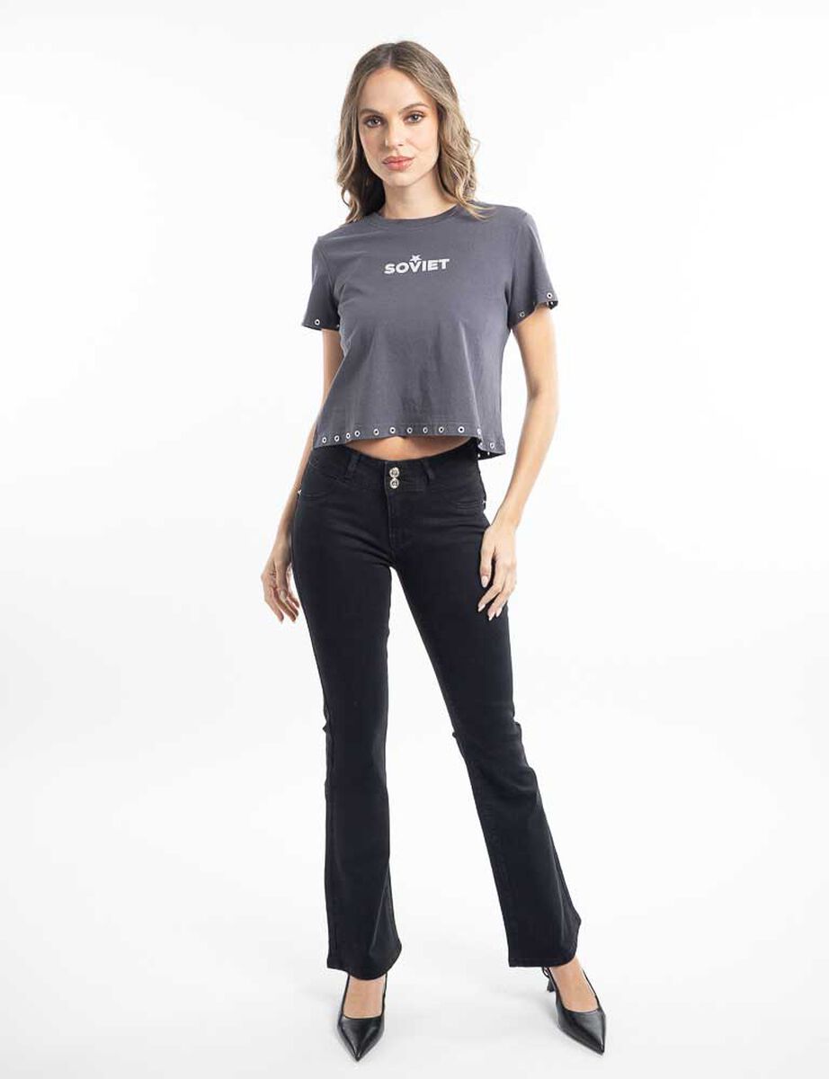 Polera Con Estampado Manga Corta Mujer Soviet