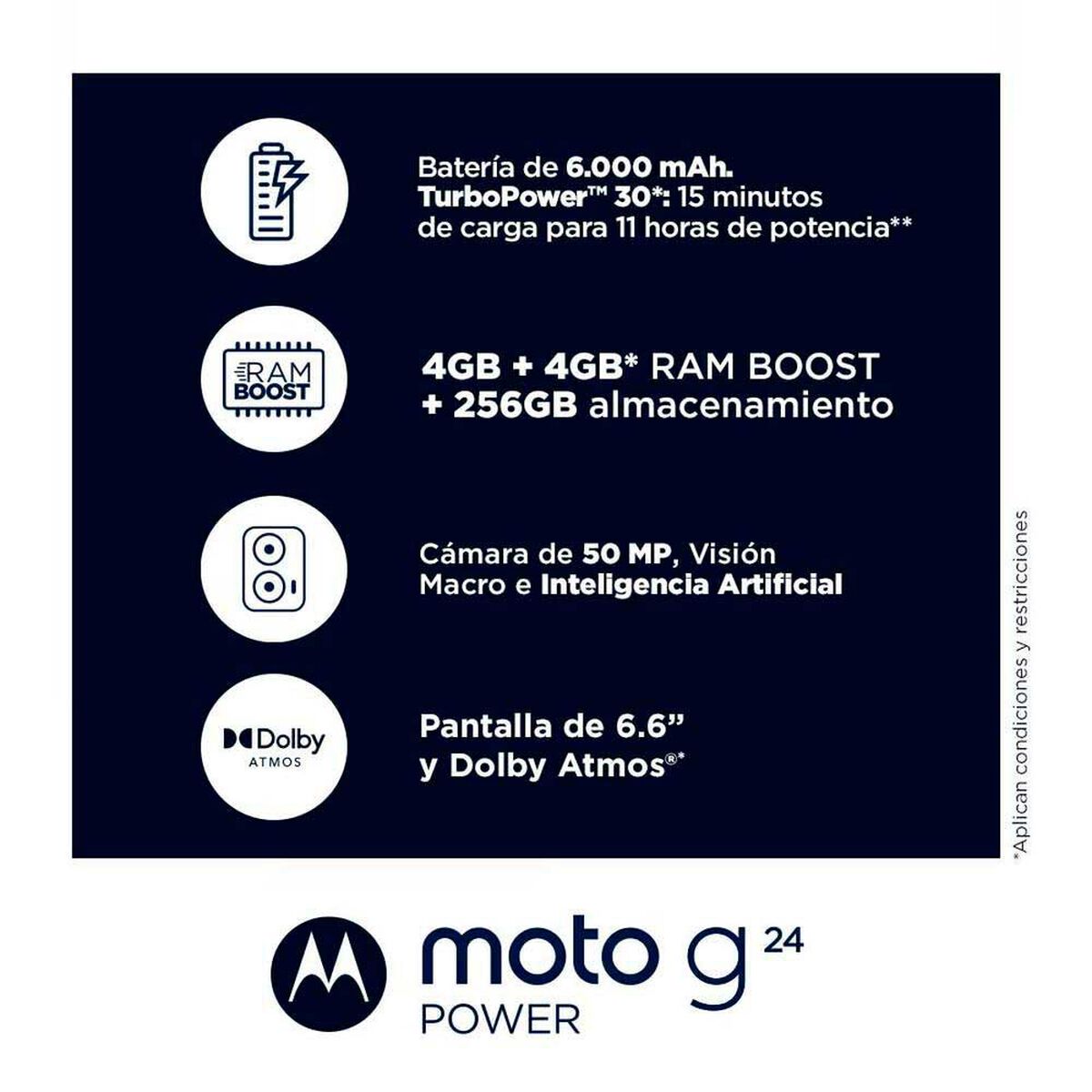 Celular Motorola Moto G24 Power 256GB 6,56" Azul Liberado