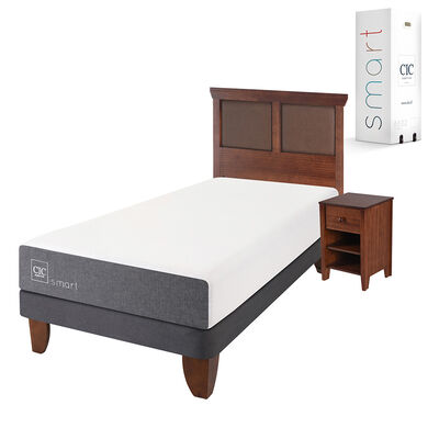 Imagen 2 del producto Cama Europea CIC 1 Plaza Smart + Respaldo + Velador New Torino Caramelo
