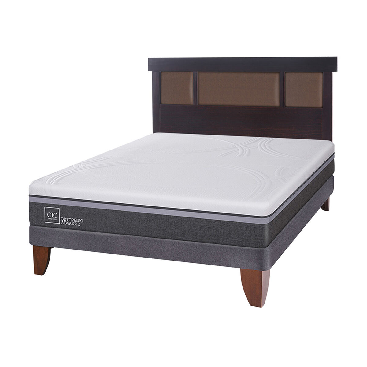 Cama Europea CIC 2 Plazas Ortopedic Advance + Respaldo Dublin Chocolate