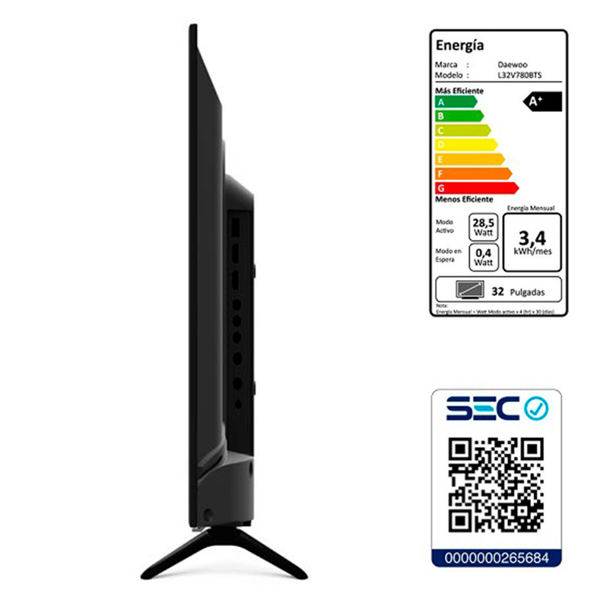 LED 32" Daewoo L32V780BTS Smart TV HD