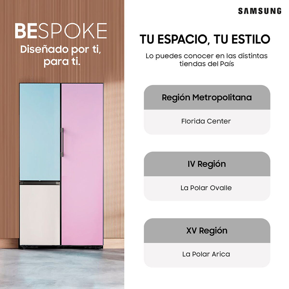 Refrigerador Bottom Freezer Samsung Bespoke 328 lts con Space Max