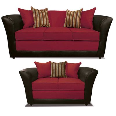 Juego de Living Elegant Detail Minesota Sofá 3 Cuerpos + Sofá 2 Cuerpos Rojo