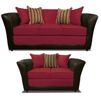 Juego de Living Elegant Detail Minesota Sofá 3 Cuerpos + Sofá 2 Cuerpos Rojo