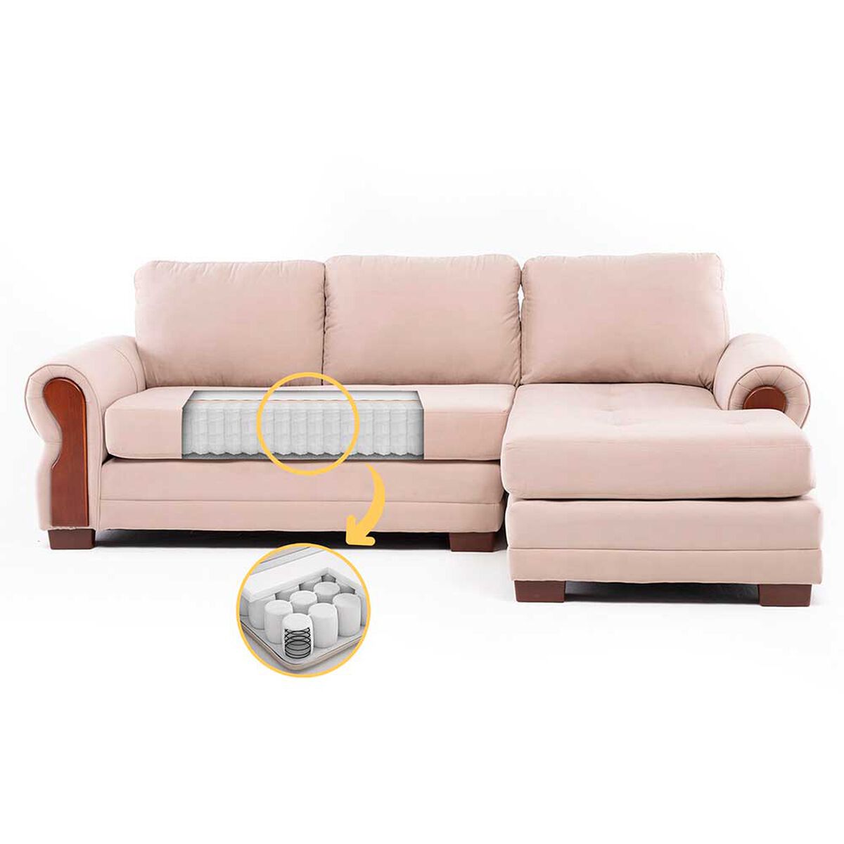 Sof&aacute; Seccional Living Factory Oregon 4 Cuerpos Beige