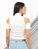 Polera Crop Cuello Perkins Hombros Descubiertos Mujer Zibel