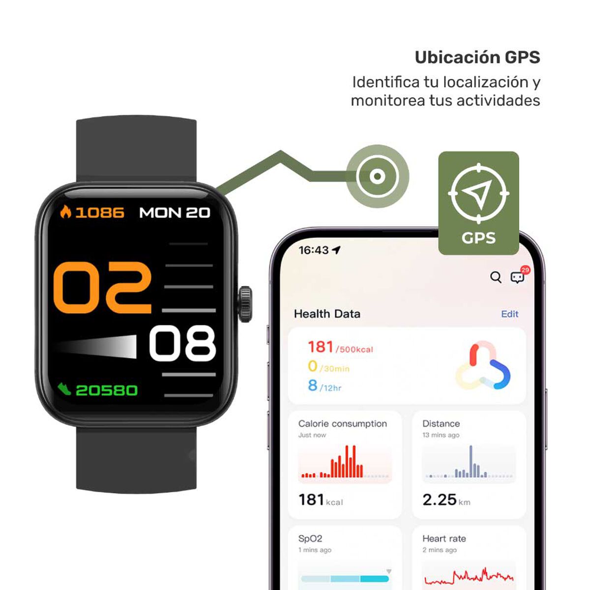 Smartwatch Lhotse GPS MoveOn 7 Black 37/38mm