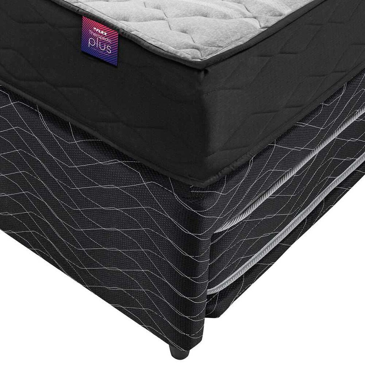 Cama Nido Flex 1,5 Plazas Therapedic Plus + Respaldo Royal + Velador Rock